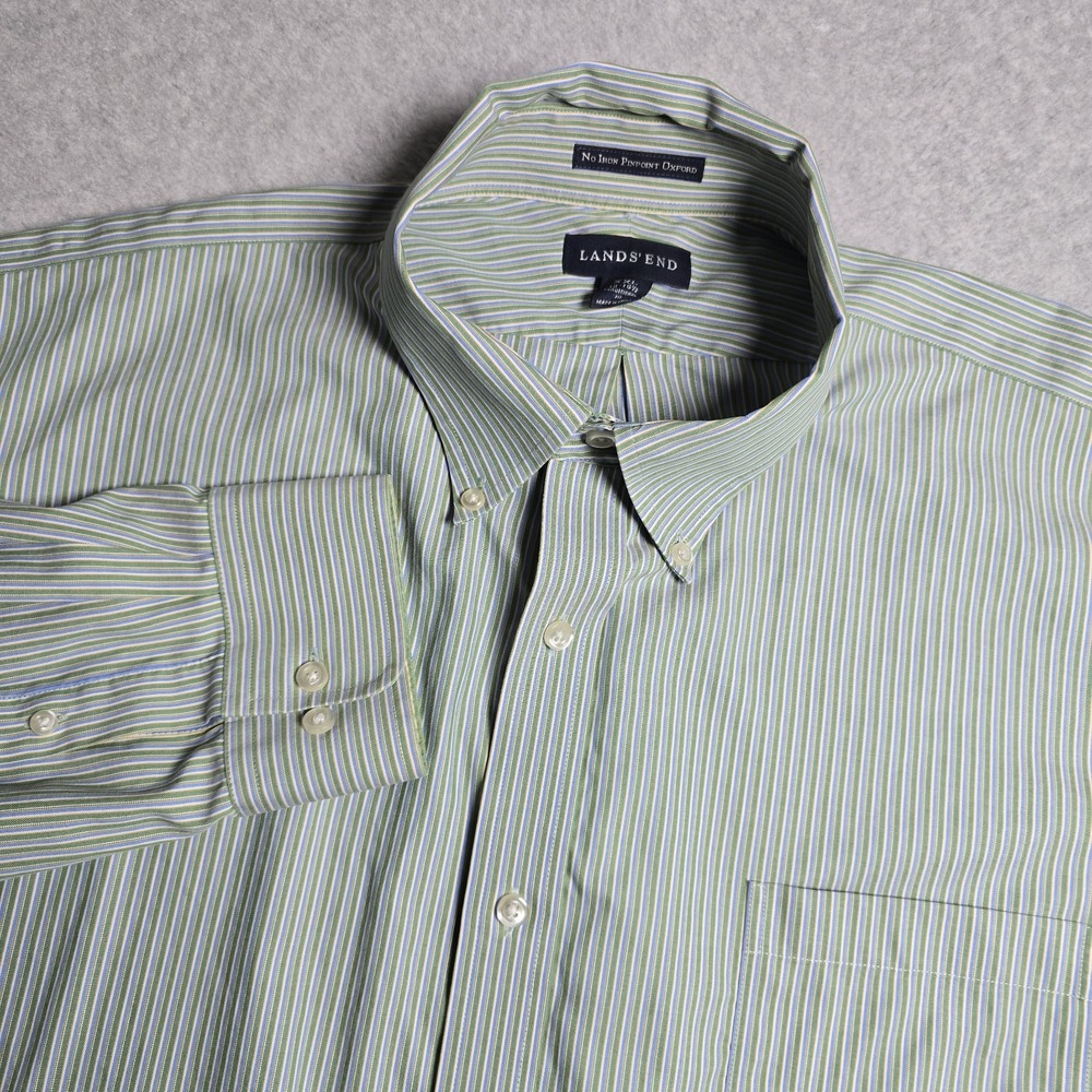Lands' End Mens XXL 18-18.5 Traditional Fit No Iron Pinpoint Oxford Shirt